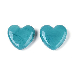 Темный Голубой Бусины лэмпворк , сердце, темные голубые, 18.5~19.5x19.5~20x6.5~7.5 мм, отверстие : 1.2~1.6 мм