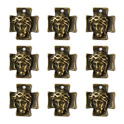 Античная Бронза Крест из тибетского сплава с подвесками из сплава Иисуса для ювелирных изделий на Пасху, без кадмия, без никеля и без свинца, античная бронза, 23x21x6 мм, отверстие : 2 мм