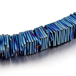 Зеленое Покрытие Гальванизировать немагнитных синтетический гематит нитей бисера, матовые, квадратные бусины хейши, тонкие кусочки бусинок, зеленый покрытием, 8x8x1 мм, отверстие : 1 мм, около 390 шт / нитка, 15.7 дюйм