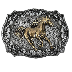 Черный Цвет Металла Застежка для ремня из цинкового сплава, лошадь, металлический черный , 63x84x22 мм