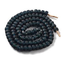 Prussian Blue Handmade Nepalese Lampwork Beads, Frosted, Column, Prussian Blue, 10x6.5~7mm, Hole: 2.8mm, about 94pcs/strand, 25.39''(64.5cm)