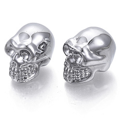 Silver Electroplate K9 Glass Display Decorations, Skull, for Halloween, Silver, 21.5x18.5x27mm