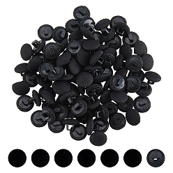 Черный 100шт. 1-образные пуговицы на ножке из ткани, полукруглый, чёрные, 9.5x6.5 мм, отверстие : 2.5x2.5 мм