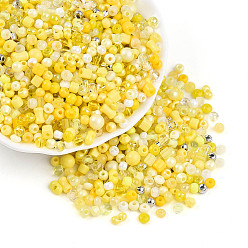 Желтый Бисер из стекла , разнообразные, разнообразные, желтые, 2.5~12.5x2~8x2~8 мм, отверстие : 0.7~1.5 мм, Около 2045~3215 шт / фунт