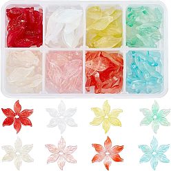 Gemischte Farbe 160Stk 8 Farben transparente Glasanhänger, petaline, Gemischte Farbe, 20x9.5x3 mm, Bohrung: 1.2 mm