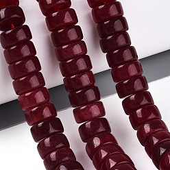 Темно-Красный Окрашенные природные белый нефрит бисер пряди, диск, Heishi бусы, темно-красный, 10~10.5x4.5~6.5 мм, отверстие : 1~1.2 мм, около 60~78 шт / нитка, 14.57~15.16'' (37~38.5 см)