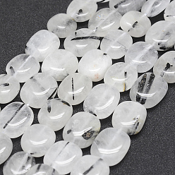 Rutilated Кварц Натуральные турмализированные кварцевые бусинки, овальные, 16~18x14~16x6~9 мм, отверстие : 1 мм, около 22~23 шт / нитка, 15.7 дюйм (40 см)