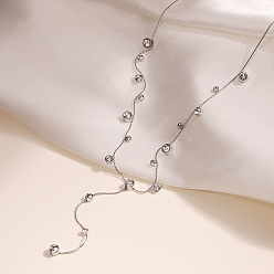 Нержавеющая Сталь Цвет 304 плоская круглая цепочка из нержавеющей стали с прозрачным кубическим цирконием и ожерельями, цвет нержавеющей стали, 16.06 дюйм (40.8 см)