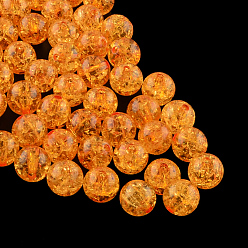 Goldenrod Transparent Crackle Acrylic Beads, Round, Goldenrod, 10mm, Hole: 2mm, about 938pcs/500g