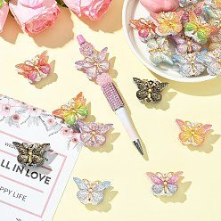 (52) Непрозрачная лаванда Бусины со стразами, полимерная глина , бабочка акриловые двухсторонние декоративные бусины, для ювелирных изделий diy, брелки и ручки с бусинами, разноцветные, 26x38x17 мм, отверстие : 1.8 мм