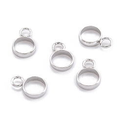 Нержавеющая Сталь Цвет Не тускнеет 304 дужки из нержавеющей стали, петля под залог, форма кольца с петлей, цвет нержавеющей стали, 8x5.5x1.5 мм, отверстие : 1.8 мм