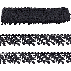 Черный 10 отделка из полиэстерового кружева в форме листа, кружевные ленты для аксессуаров одежды, чёрные, 1-5/8 дюйм (41 мм)