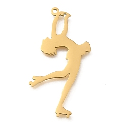 Золотой 304 подвески из нержавеющей стали, лазерная резка, гимнастка на роликах очарование, золотые, 37.5x17x1.5 мм, отверстие : 1.5 мм