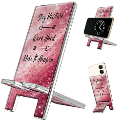 Word Acrylic Mobile Phone Holders, Rectangle, Pink, Word, 140x70x5mm