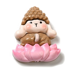 Кролик Симпатичные кабошоны из непрозрачной смолы, животное с лотосом, кролик, 30x24.5x9 мм