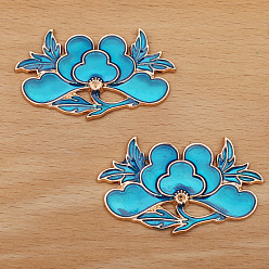 Light Gold Сплав эмали кабошоны, цветок, золотой свет, 50x30 мм, 20 шт / комплект