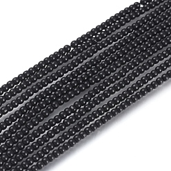 Schwarz Glasperlen Stränge, Runde, Schwarz, 2 mm, Bohrung: 0.6 mm, ca. 180 Stk. / Strang, 14.17 Zoll (36 cm)