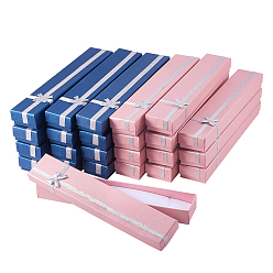 Mixed Color Cardboard Jewelry Boxes, Necklace Box, with Bowknot, Rectangle, Mixed Color, 21.5x4x2.5cm, 2colors, 12pcs/color, 24pcs/set
