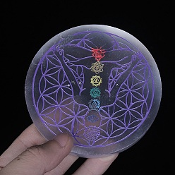 Цветок Зарядная пластина из натурального селенита, Украшения из целебных камней для украшения стола в домашнем офисе, цветок, 100 мм