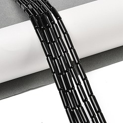 Черный Натуральные бусины из черного оникса (окрашенные и нагретые), колонка, чёрные, 13~14x4.5 мм, отверстие : 1.4 мм, около 30 шт / нитка, 15.79~15.94'' (40.1~40.5 см)