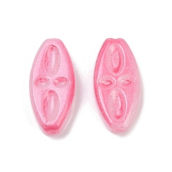 Светло-Вишневый Прозрачные стеклянные бусины, овальные с цветком, спекающийся лак, светло-вишневый, 20x9.5x4 мм, отверстие : 1.2 мм