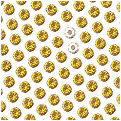 Легкий Копченый Топаз 288Шитье со стразами, стекло горный хрусталь, с настройками железного зубца, аксессуары для одежды, граненые, плоско-круглые, свет курил топазом, 8x8x5.5 мм, отверстие : 2.5 мм