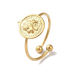 Золотой Ионное покрытие (IP) 304 плоская круглая форма из нержавеющей стали с открытыми манжетами для женщин для женщин, золотые, внутренний диаметр: регулируемый