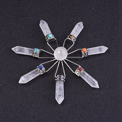 Хрусталь Украшения из смешанной каменной чакры, с кварцевым кристаллом и латунными находками, 115x18 мм