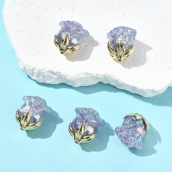Средний Синий Шифер 5прозрачные акриловые бусины с УФ-покрытием, радужный, роза, с позолоченной сплавочной фурнитурой, средний грифельно-синий, 23x20.5x16 мм, отверстие : 1.6 мм