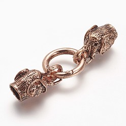 Античный Розовый Золотой Легкосплавные пружинные кольца, уплотнительные кольца, с мозг заканчивается, слон, античный розового золота, 6 датчик, 76 мм, отверстие : 8 мм