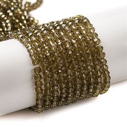 Темно-Золотистый Прозрачные стеклянные бусины, граненый (32 граней), круглые, темные золотарник, 3~3.5 мм, отверстие : 0.6 мм, около 163~166 шт / нитка, 50~51 см