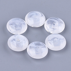 White Acrylic Beads, Imitation Gemstone, Rondelle, Clear & White, 18x7.5mm, Hole: 2mm, about 389pcs/500g