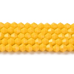 Золотистый Непрозрачный сплошной цвет имитация нефрита стеклянные бусины пряди, граненые, двухконусные, золотые, 4x4 мм, отверстие : 0.8 мм, около 80~85 шт / нитка, 30~32 см