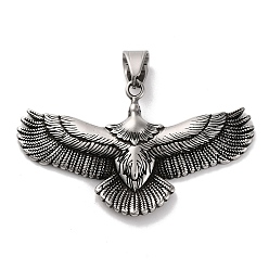 Античное Серебро 304 из нержавеющей стали большие кулоны, очарование орла, античное серебро, 37x60.5x4 мм, отверстие : 10x6.5 мм