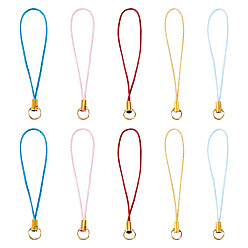 (52) Непрозрачная лаванда 25 шт. 5 цветная полиэфирная металлизированная нить для изготовления ремней для мобильных телефонов, с 304 кольцами из нержавеющей стали, золотые, разноцветные, 70 мм