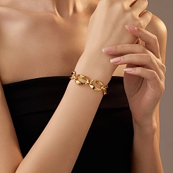 Настоящее золото 18K 304 женские браслеты-цепочки со звеньями из нержавеющей стали, самородки, реальный 18 k позолоченный, 6-3/4 дюйм (17 см)
