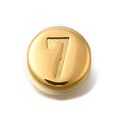 Золотой Вакуумное покрытие pvd 201 шарики из нержавеющей стали, плоские круглые с номером 7, золотые, 7x3.5 мм, отверстие : 1.5 мм