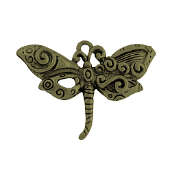 Античная Бронза Тибетский стиль сплава стрекоза подвески, без кадмия, без никеля и без свинца, античная бронза, 20.5x28.5x3.5 мм, отверстие : 1.5 мм