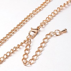 Light Gold Iron Curb Chain Necklace Making, with Alloy Lobster Claw Clasps and Iron End Chains, Light Gold, 32.67inch