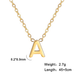 Letter A 201 колье из нержавеющей стали, золотые, буква a, 17.72 дюйм (45 см), Кулон : 8.2x8.9 мм