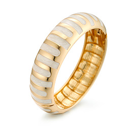 Белый Полосатые браслеты из цинкового сплава с эмалью для женщин, золотые, белые, внутренний диаметр: 2-3/8 дюйм (5.9 см)