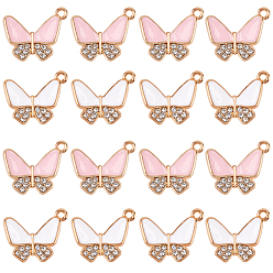 (52) Непрозрачная лаванда 32шт 2 цвета сплав эмаль стразы подвески, без кадмия и без свинца, форме бабочки, золотой свет, разноцветные, 18.5x15.5x3.5 мм, отверстие : 1.2 мм, 16 шт / цвет