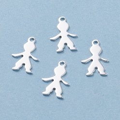 Silver 201 Stainless Steel Pendants, Boy, Silver, 16x11x0.8mm, Hole: 1.5mm