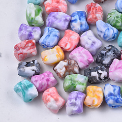 (52) Непрозрачная лаванда Акриловые бусины, Стиль имитация драгоценных камней, два тона, самородки, разноцветные, 20x16x13 мм, Отверстие : 3 мм , около 180 шт / 500 г