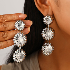 Цветок Сплав мотаться серьги стержня, платина, цветок, 50 мм