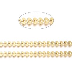 Real 18K Gold Plated Brass Handmade Cobs Chains, Link Chains, with Spool, Long-Lasting Plated, Soldered, Leaf, Real 18K Gold Plated, 7x6.5x0.5mm, about 32.8 Feet(10m)/roll