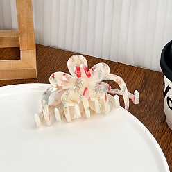 Красный Пластиковые зажимы когтя волос, цветок, красные, 112x65 мм