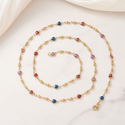 Золотой 304 ожерелья из нержавеющей стали с цветной эмалью в форме сердца для женщин, золотые, 27.95 дюйм (71 см)