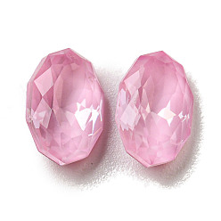 Rosaline Glass Rhinestone Cabochons, Point Back & Back Plated, Faceted, Oval, Rosaline, 10x6.5x4mm