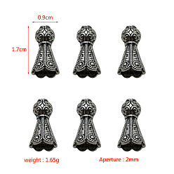 Antique Silver Tibetan Style Cord Ends, End Caps for Necklace, Bracelet Making, Antique Silver, 17x9mm, Hole: 2mm, about 303pcs/500g